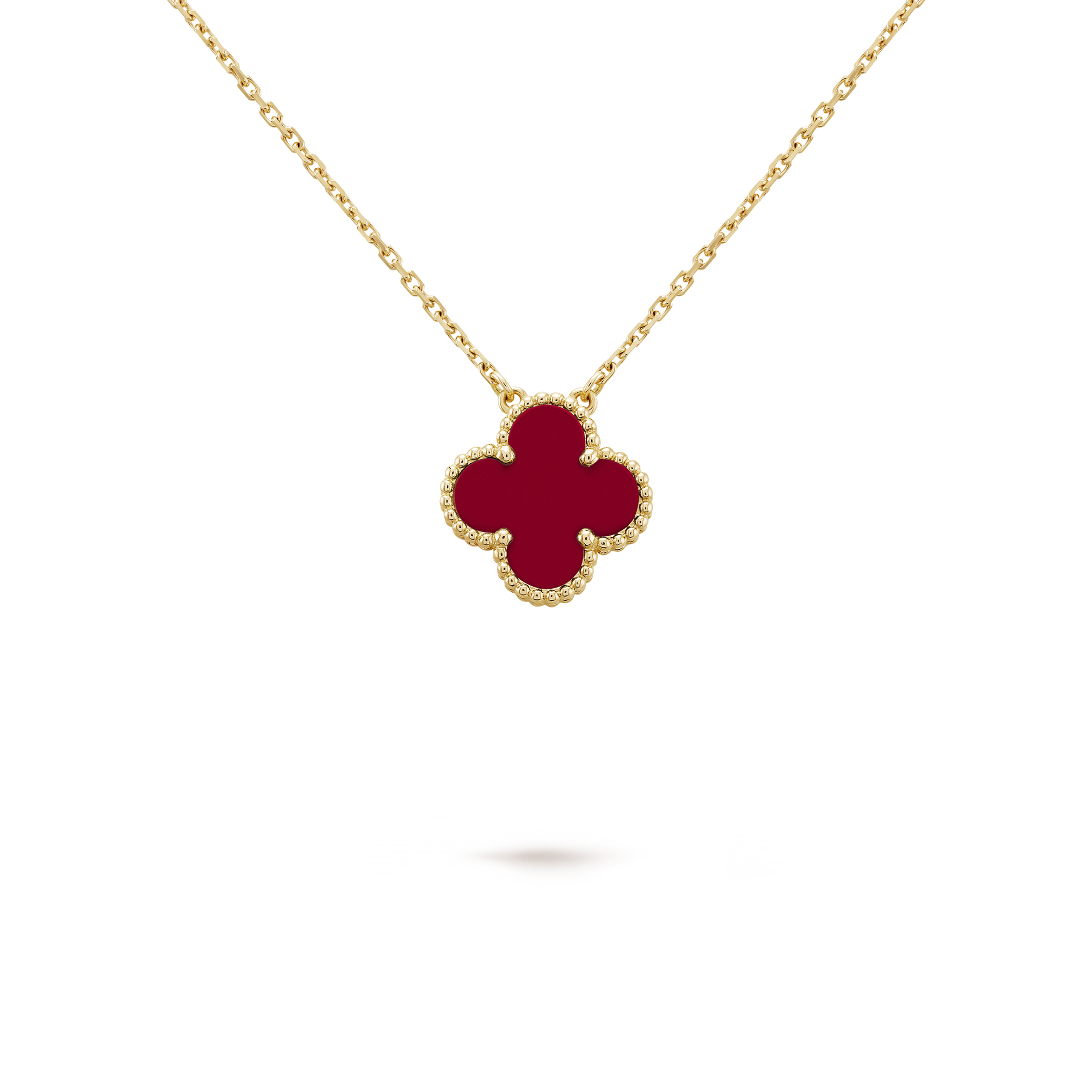 VAN CLEEF ARPELS VINTAGE ALHAMBRA PENDANT - YELLOW GOLD, CARNELIAN  VCARD38500